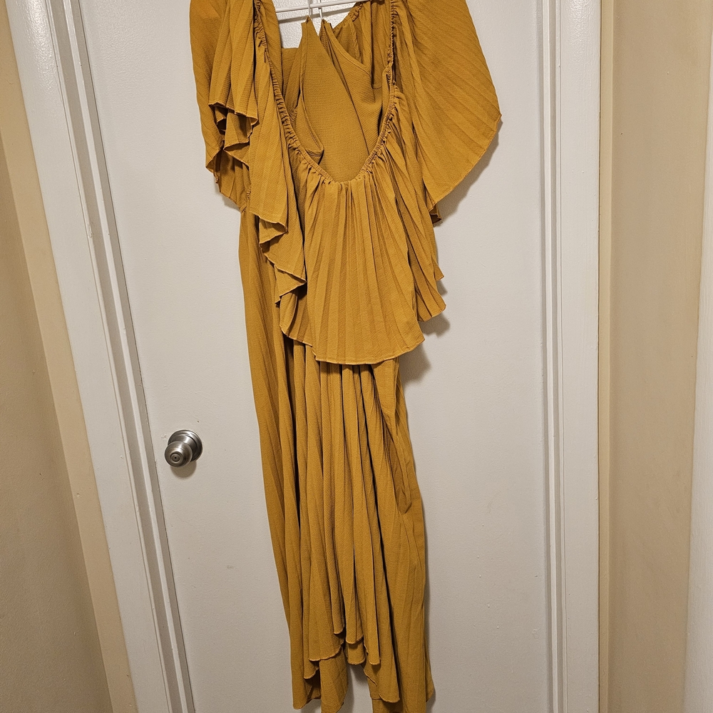SHEIN Strapless Mustard Dress